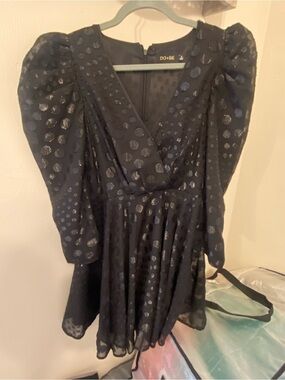 DO+BE Black Polka Dot Sheer Overlay Dress
